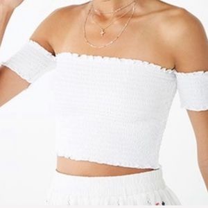 white off the shoulder crop top